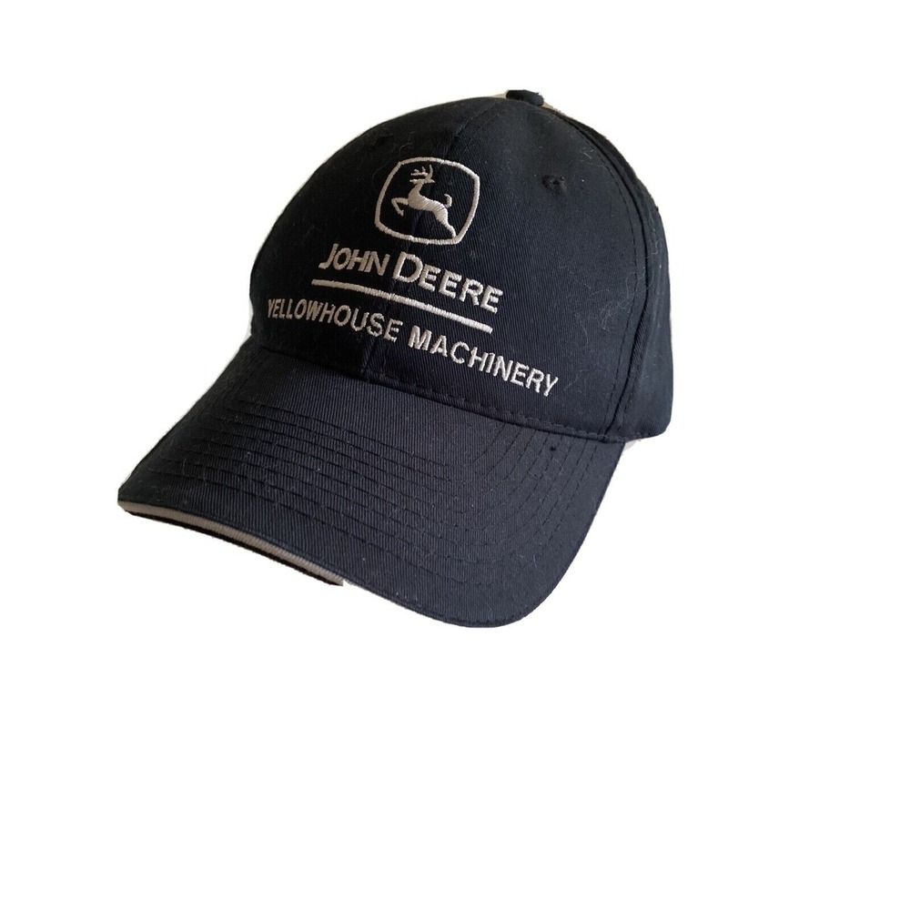 John‎ Deere Hat Mens Black Yellowhouse Machinery Adjustable Baseball Cap Logo